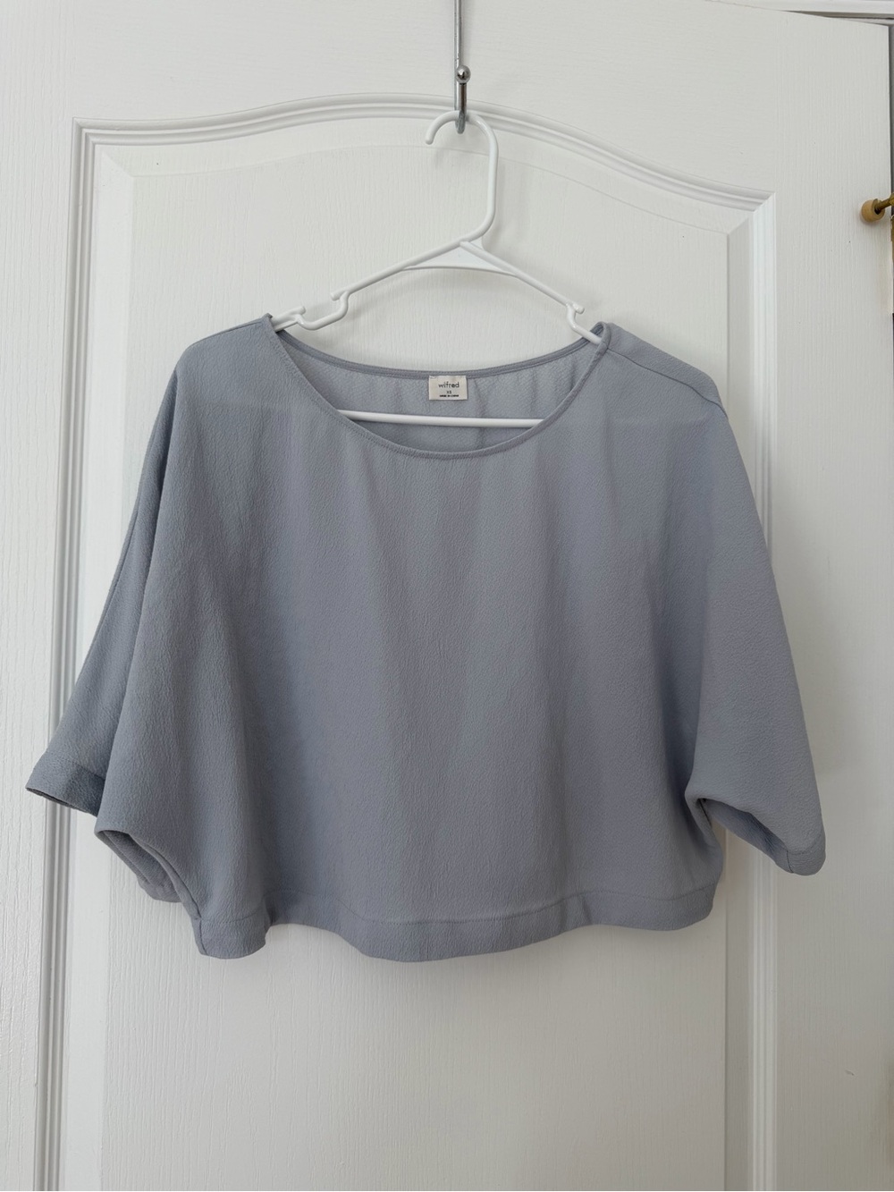 Aritzia Light Gray Boxy Short-Sleeve Blouse
